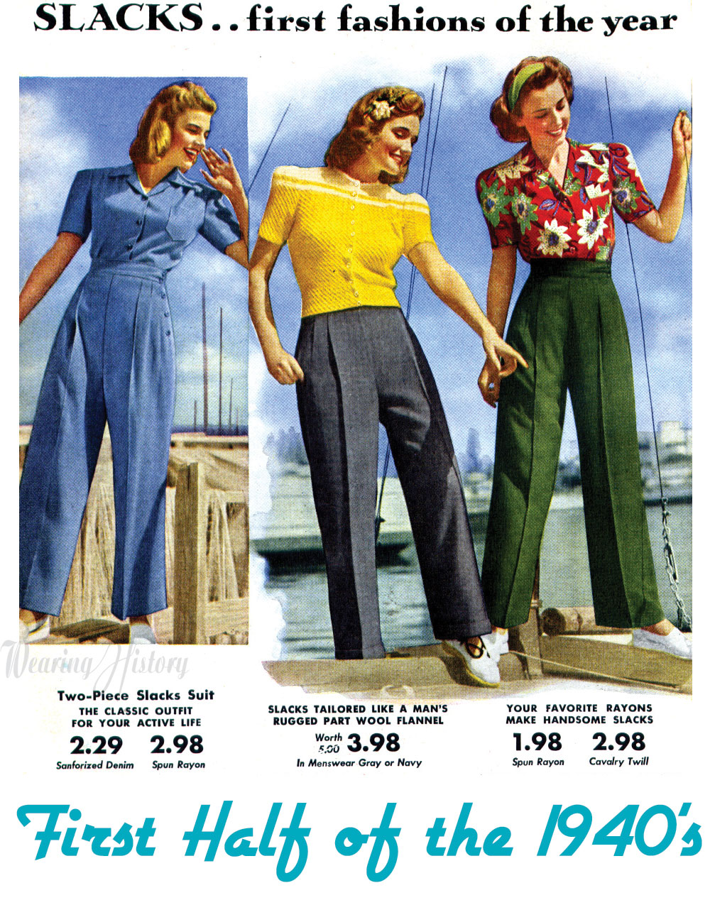 Women's 1940s Pants Styles- History and Buying Guide