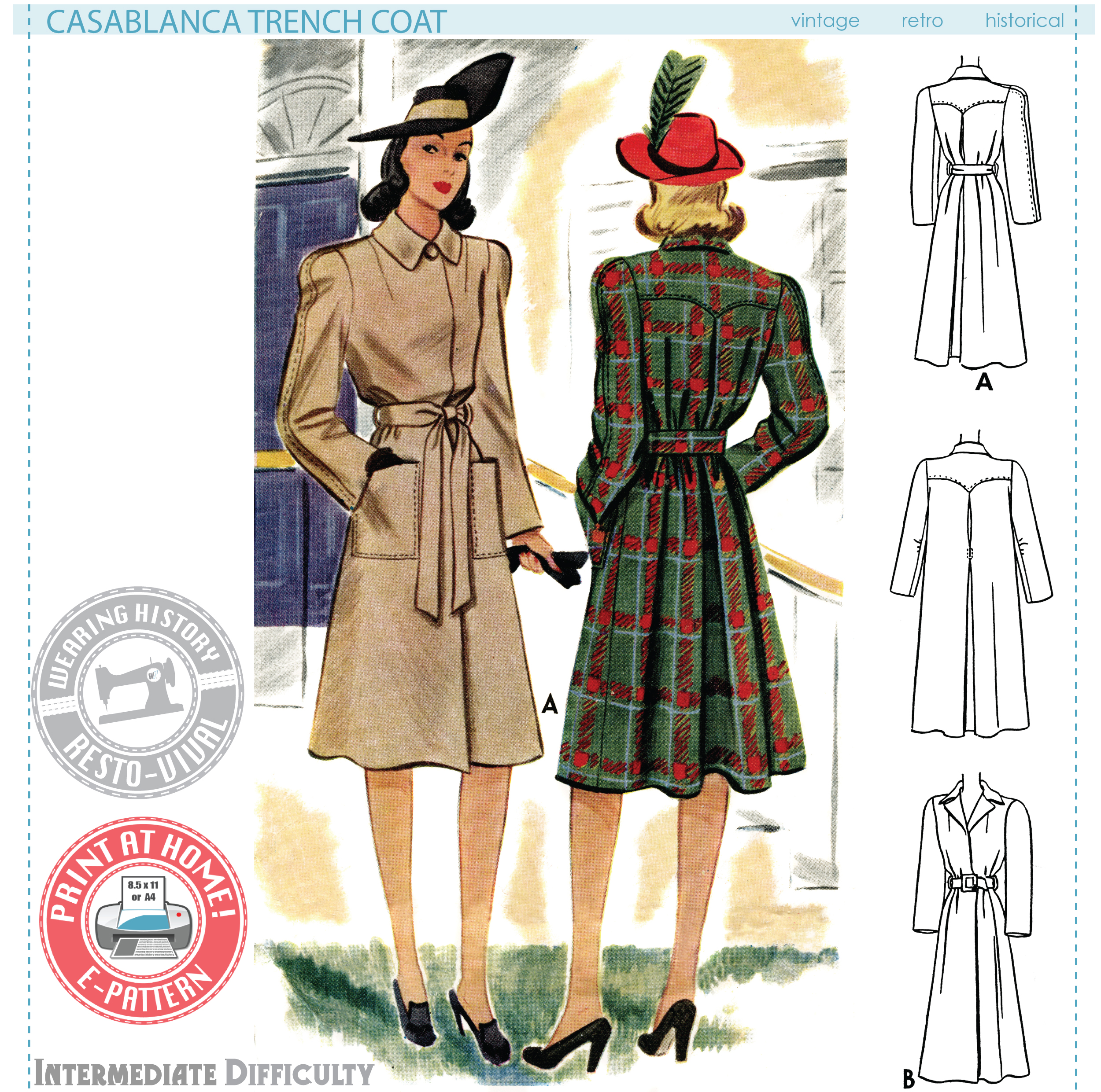 New Pattern!  Early 1940s Trench Coat
