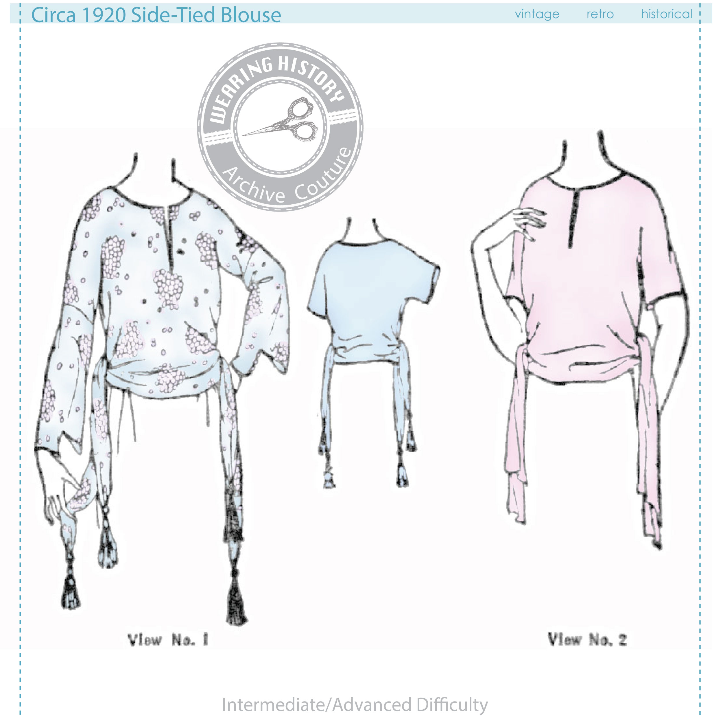 AC131- Circa 1920 Side-Tied Blouse Pattern Tutorials